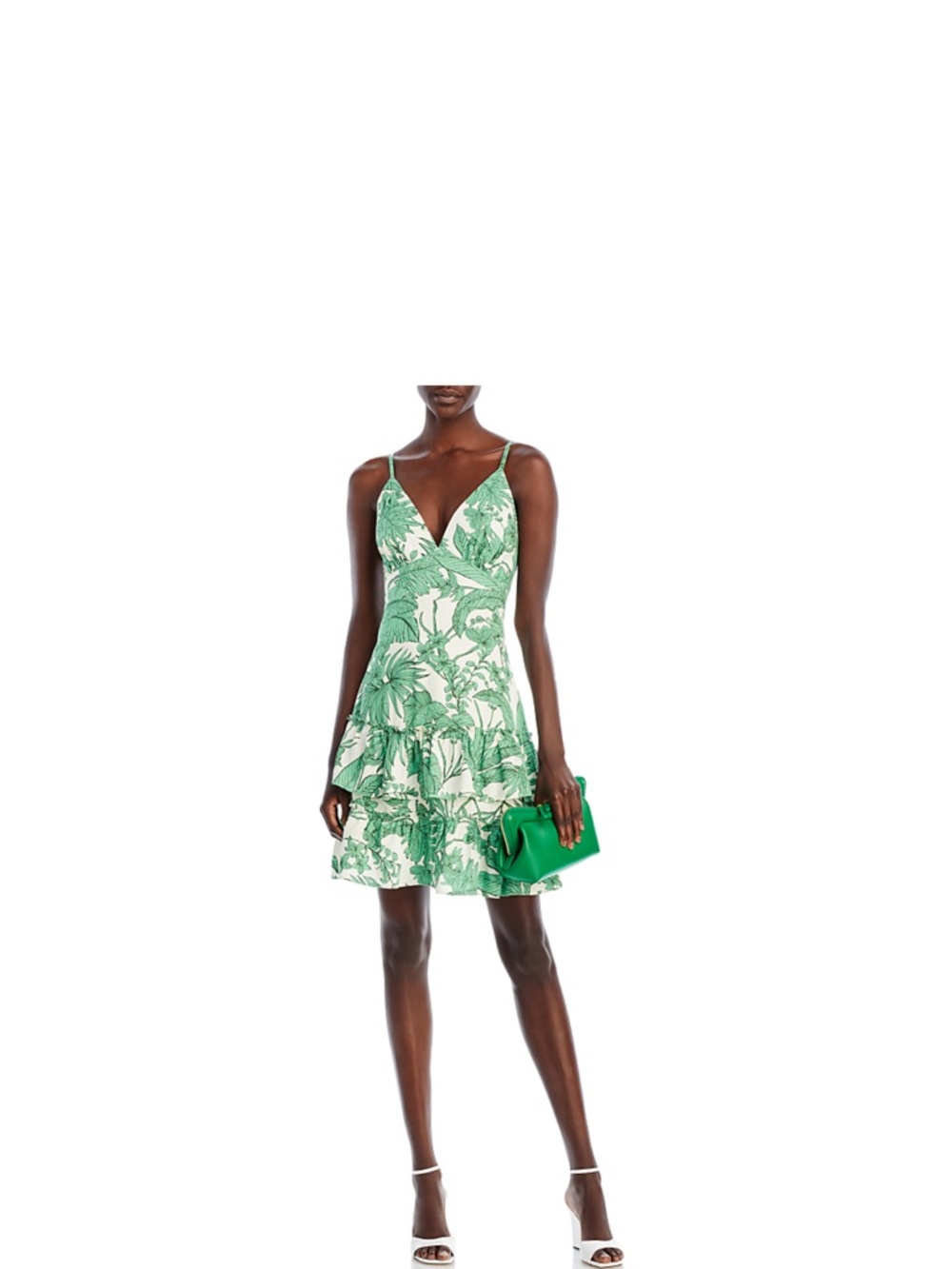 NWT - Aqua Green & White Tropical Wrap Mini Dress large